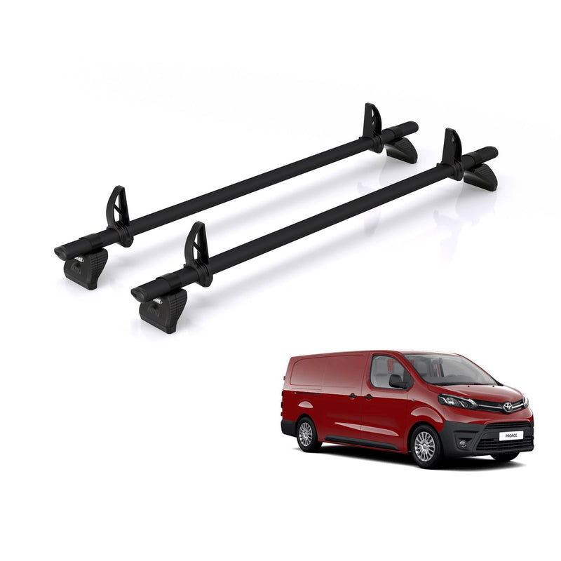 Toyota ProAce (2016-2024) - 2 Rhino Kammbar Black Roof Bars (Aluminium)