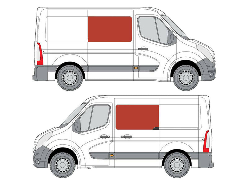 Renault Master (2010-2024) Driver and Passenger Side Fixed Window Privacy Camper Glass with Fitting Kit
