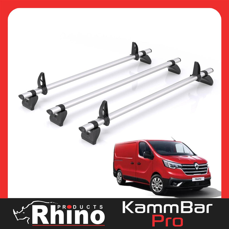 Vauxhall Vivaro (2014-2019) - 3 Rhino Kammbar Pro Roof Bars (Aluminium)