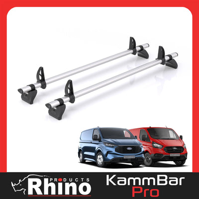 Ford Transit Custom - 2 Rhino Kammbar Pro Roof Bars (Aluminium)