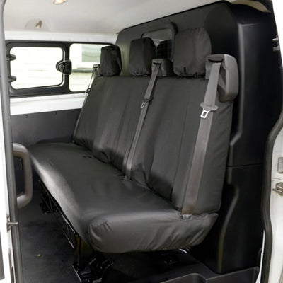 Ford Transit (2013-) Custom Rear 3-Seater Black Seat Covers [DCIV/ Crew Cab]