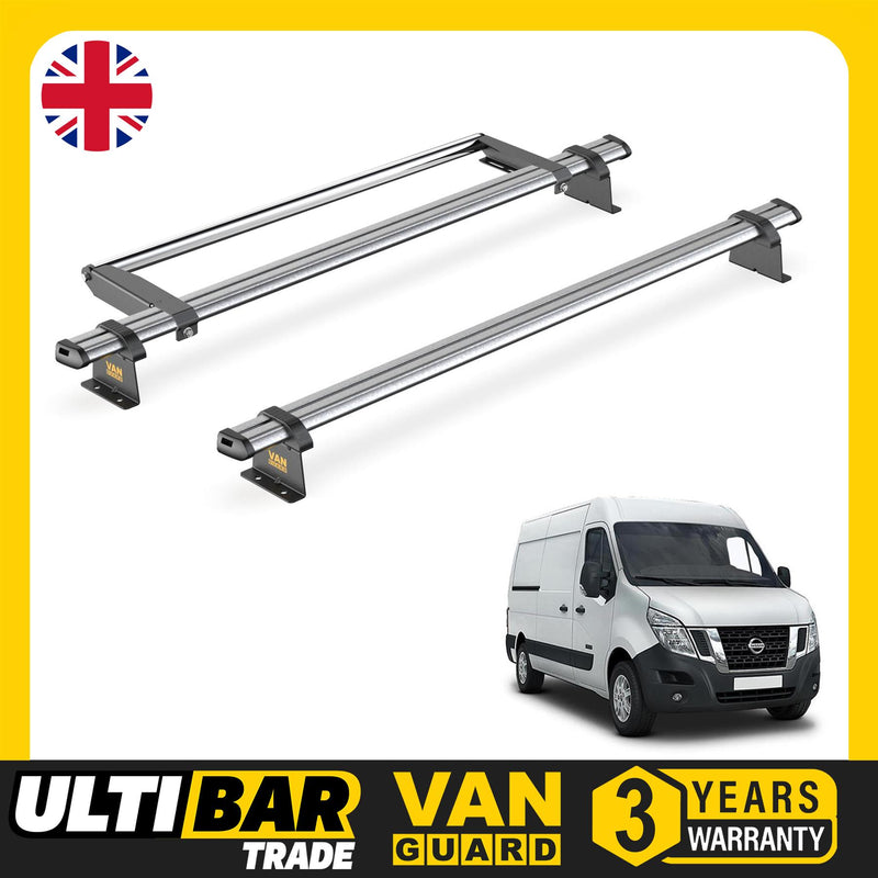 Nissan NV400 (2010-2021) - 2 Van Guard Ultibar Trade Roof Bars + Roller