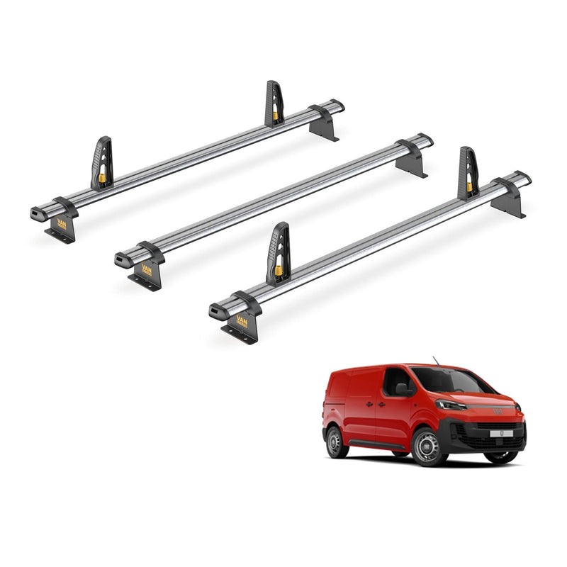 Van Guard Ulti Bar Trade + Loadstops 3 Bars Roof Rack For The Fiat Scudo 2022+ L1