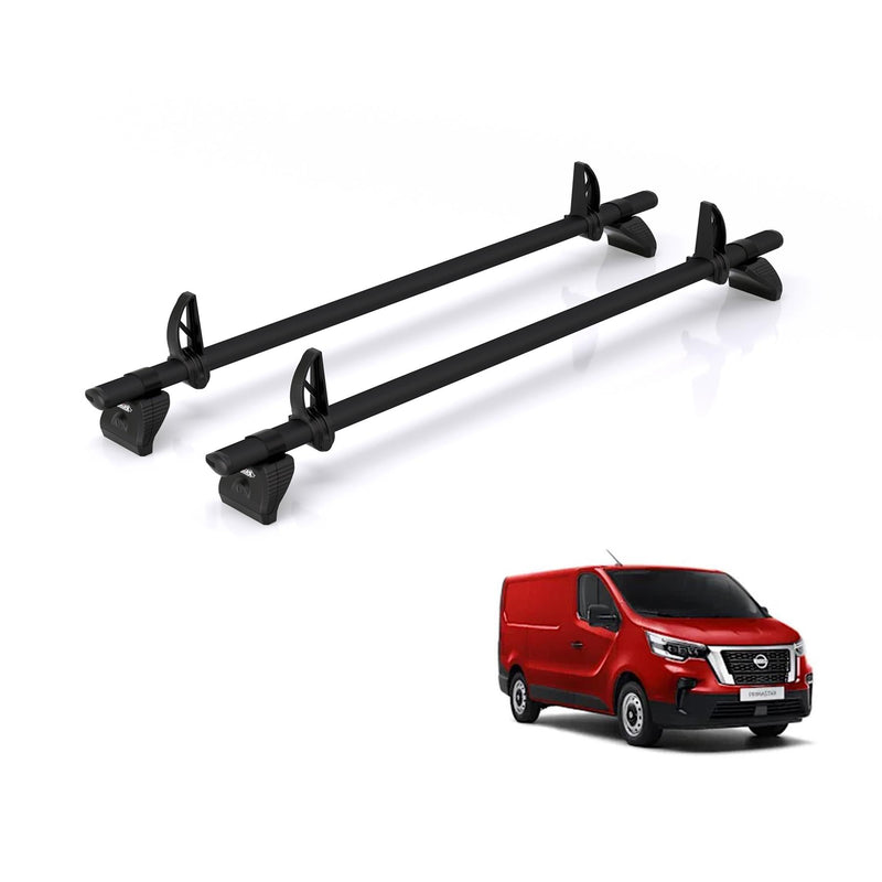 Nissan Primastar (2022-) - 2 Rhino Kammbar Black Roof Bars (Aluminium)