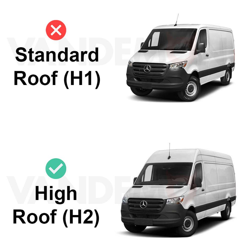 Mercedes Sprinter (2018-) - 4 Rhino Kammbar Pro Roof Bars + Roller (Aluminium)