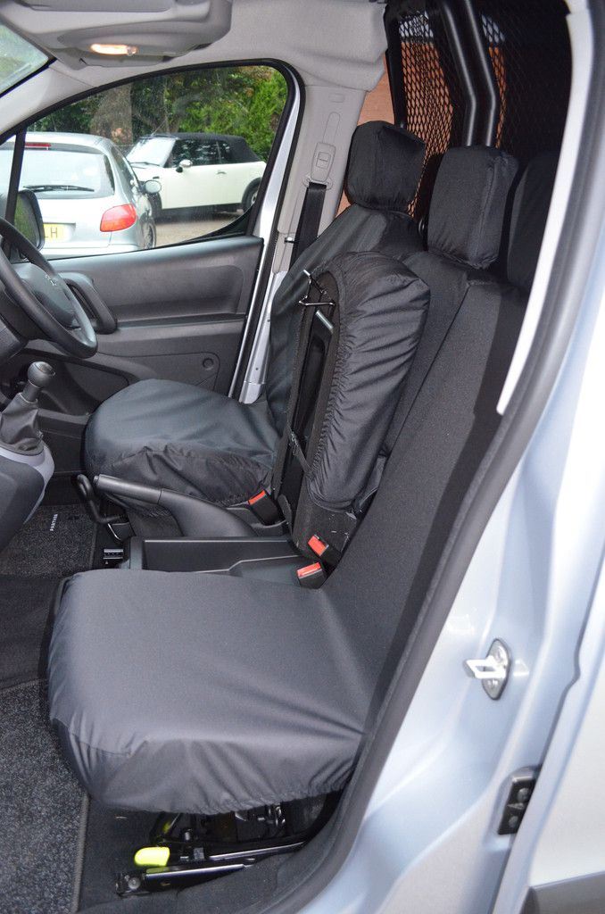 Peugeot Boxer (2006-) - Tailored Front Row w/ Armrest Seat Covers in Black (1+2)