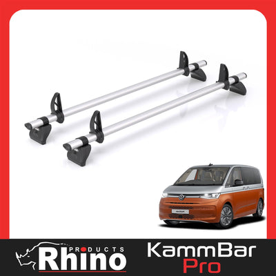 VW Transporter (2022-) Multivan - 2 Rhino Kammbar Pro Roof Bars (Aluminium)