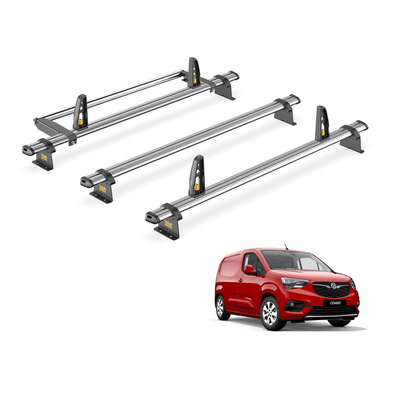 Vauxhall Combo Roof Rack for 2018+ [L1] 3x Bars & Roller Van Guard UltiBar Trade