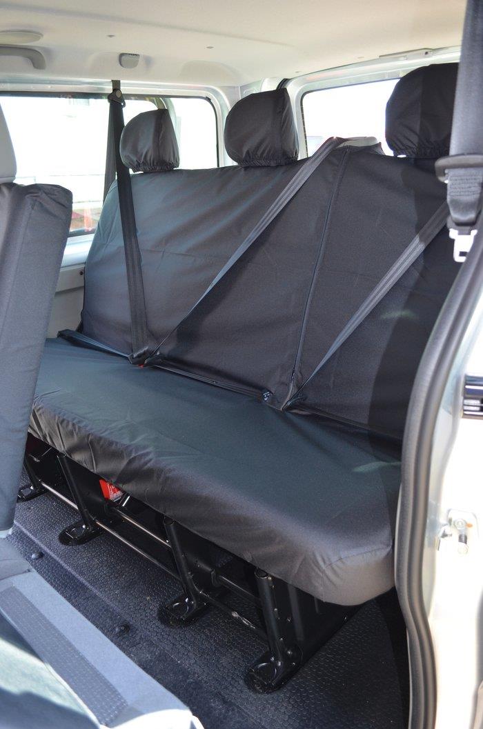 Tailored Fit Black Rear Triple Bench Seat Covers for Nissan Primastar (02-15)