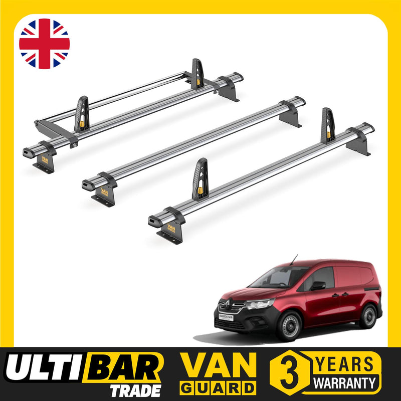 Renault Kangoo Roof Rack for 2021+ 3x Bars, Roller, Loadstops - Van Guard Trade