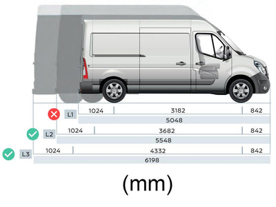 Nissan NV400 Roof Rack for L2/L3 Wheelbase 4x Bars & Loadstops Van Guard Trade