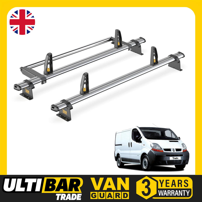 Renault Trafic Roof Rack (2001-2014) 2 Bars + Roller + Loadstops Van Guard Trade