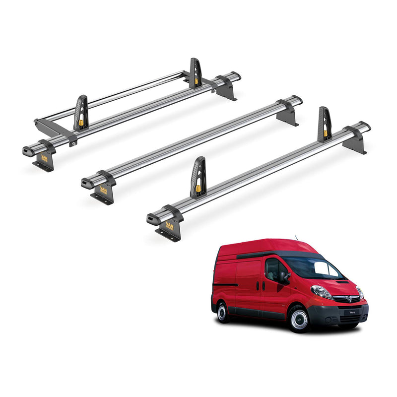 Vauxhall Vivaro Roof Rack (2001-14 High Roof) 3 Bars Bundle Van Guard Ulti Trade