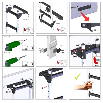 Rhino Aluminium (2003-2014) 6 Step Rear Door Ladder