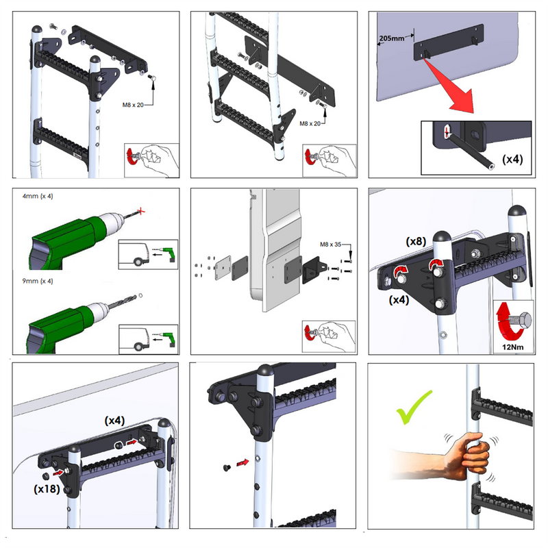 Rhino Aluminium (2003-2014) 6 Step Rear Door Ladder