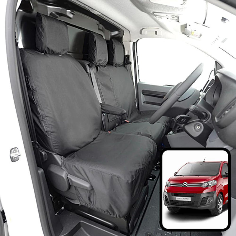 Citroen Dispatch - Tailored Front Row Fold Pass. Seat Covers in Black (1+2)