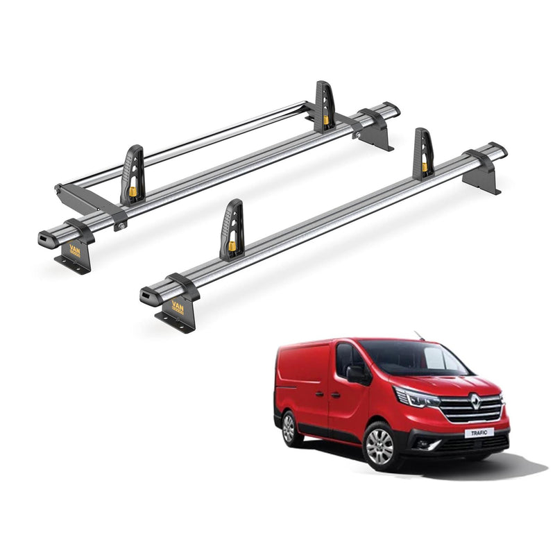 Renault Trafic Roof Rack for 2014+ 2x Bars & Roller & Loadstops Van Guard Trade