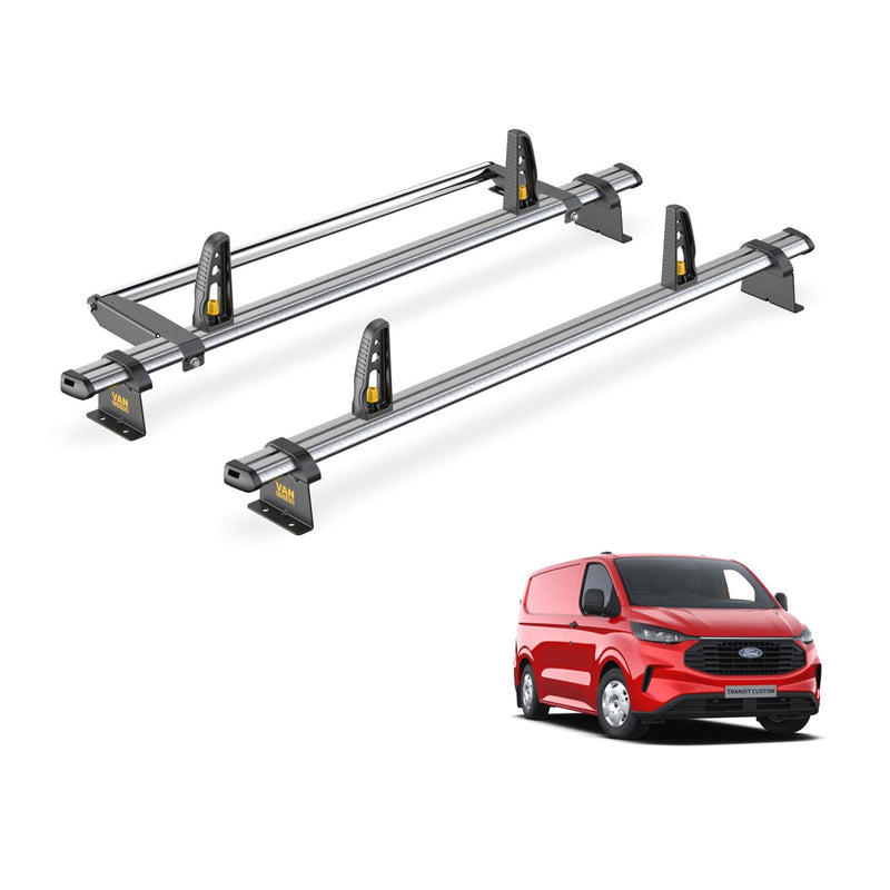 Ford Transit Custom Roof Rack for 2024+ Van Guard  2 Bars + Roller + Loadstops