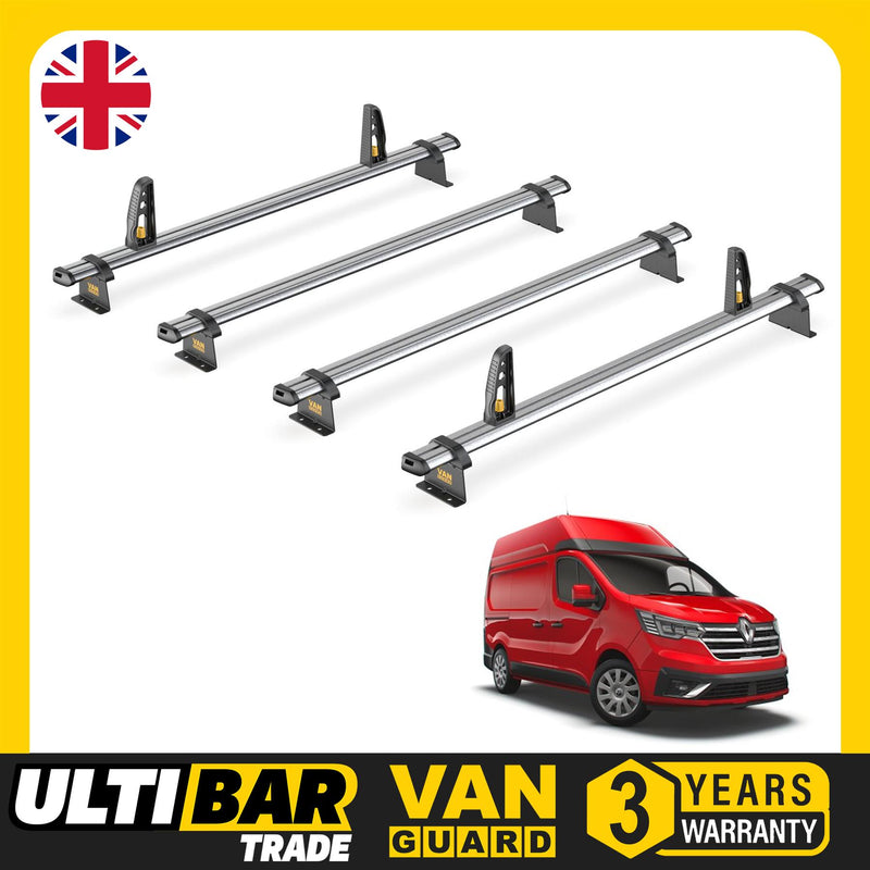 Renault Trafic Roof Rack (2014+) [High Roof] 4x Bars + Loadstops Van Guard Trade