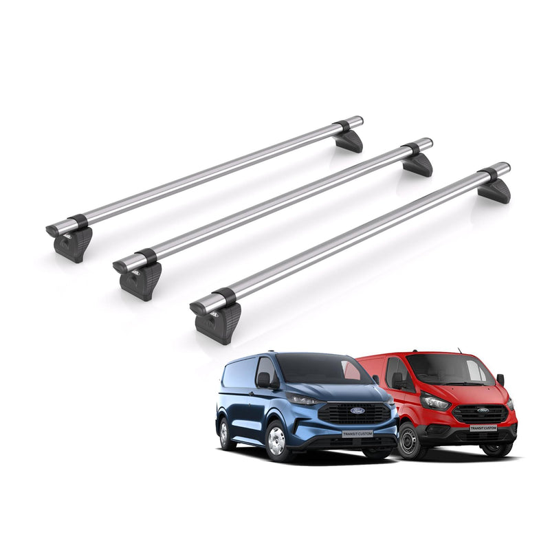 Ford Transit Custom Roof Rack Fits [H1 Roof] 2013+ 3x Bars Rhino Kammbar Fleet
