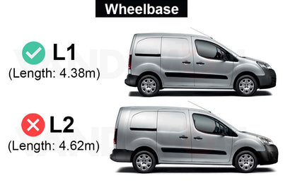 Peugeot Partner (2008-2018) - 3 Rhino Kammbar Pro Roof Bars + Roller (Aluminium)