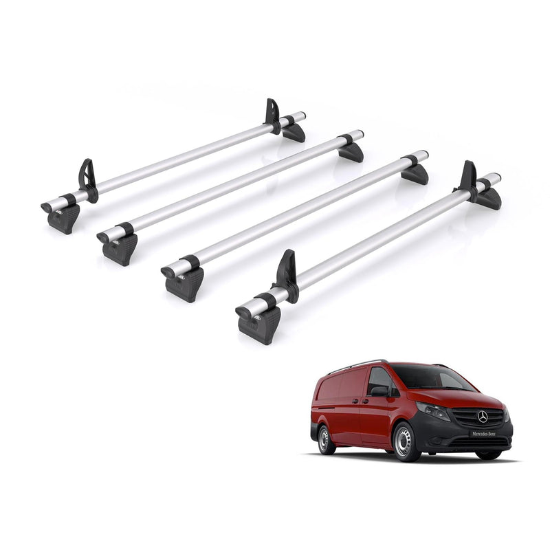 Mercedes Vito (2014-) - 4 Rhino Kammbar Pro Roof Bars (Aluminium)