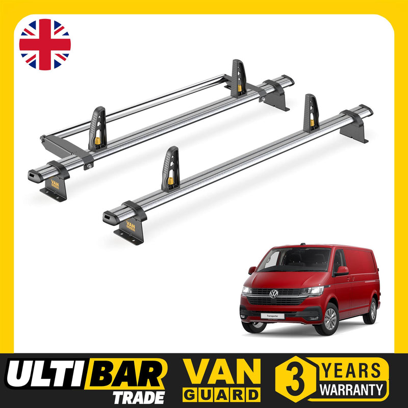 VW Transporter Roof Rack for 2015+ Long [Tailgate] 2 Bars Bundle Van Guard Trade