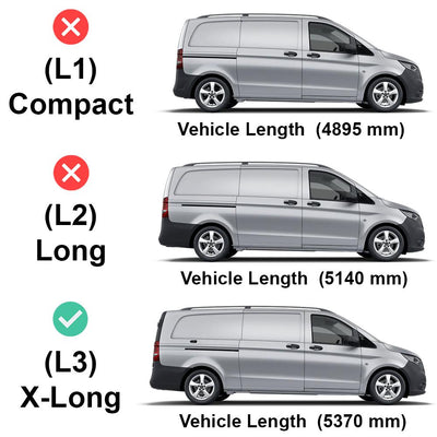 Mercedes Vito (2014-) - 3 Rhino Kammbar Pro Roof Bars + Roller (Aluminium)