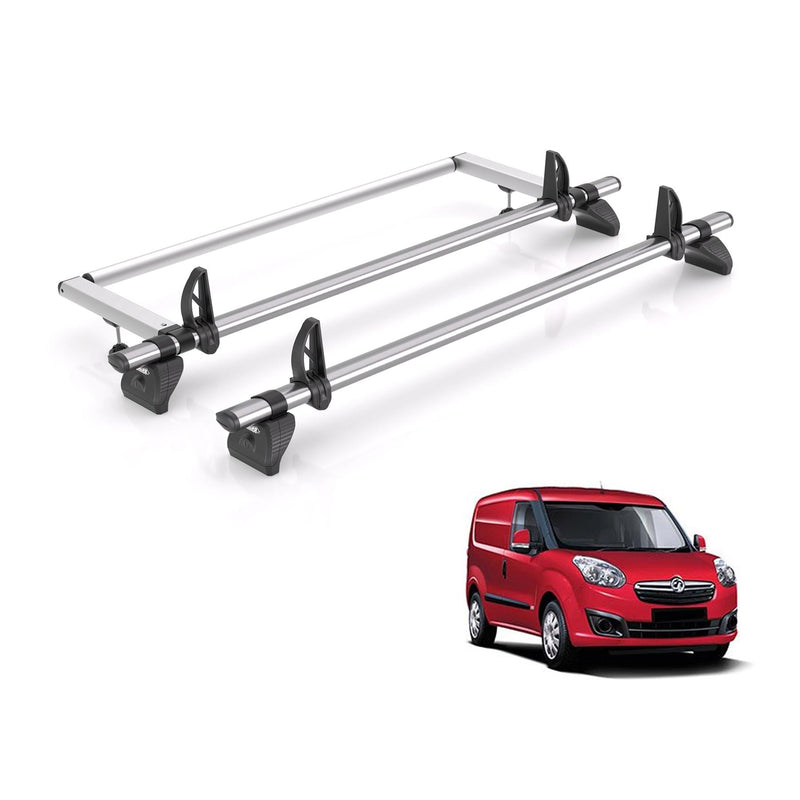 Vauxhall Combo (2012-2018) - 2 Rhino Kammbar Fleet Roof Bars + Roller (Steel)