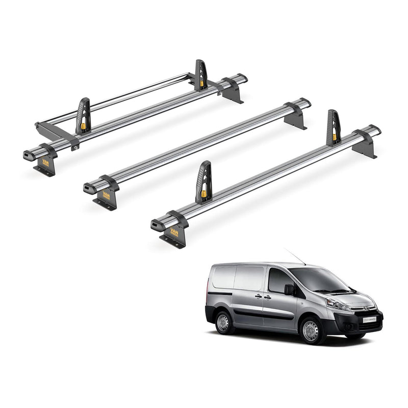 Toyota ProAce Roof Rack (2013-16) [Tailgate Door] 3x Bars Bundle Van Guard Trade