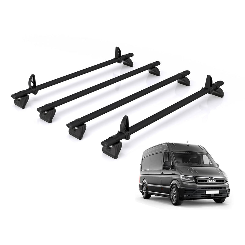 MAN TGE (2017-) - 4 Rhino Kammbar Black Roof Bars (Aluminium)