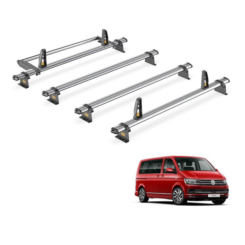 VW Transporter Roof Rack for 03-15 T5 [Barn Doors] 4 Bars Bundle Van Guard Trade