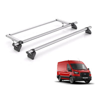 Ford Transit Roof Rack Fits 2014+ L2/3 Wheelbase 2x Bars + Roller Rhino Kammbar