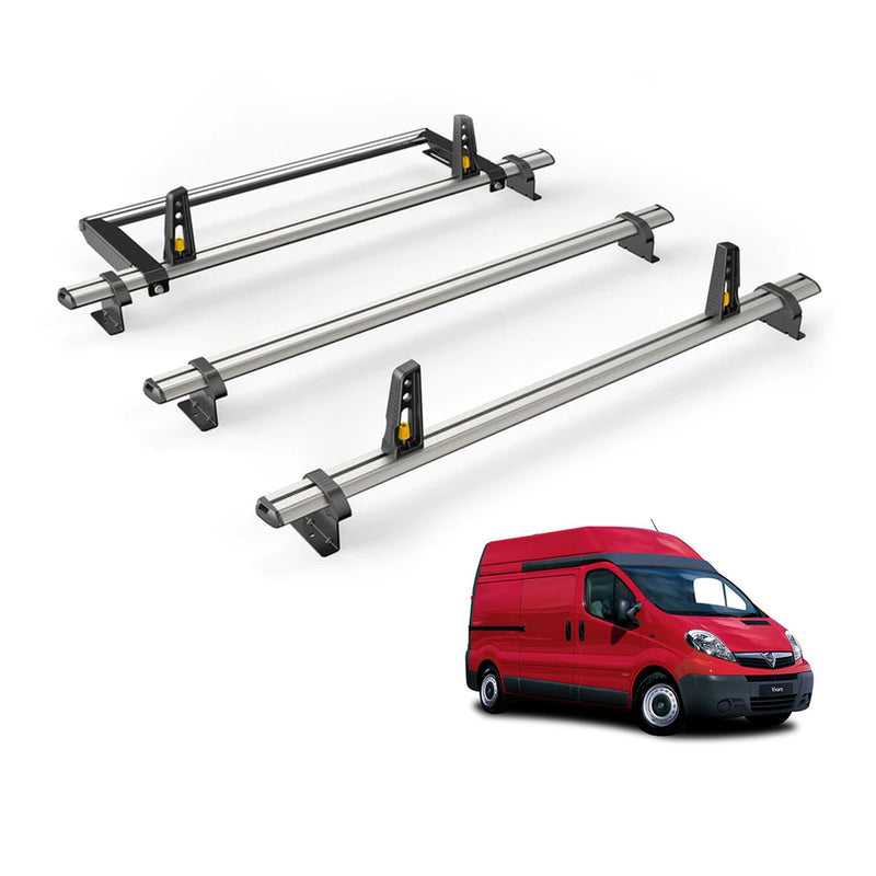 Vauxhall Vivaro (2001-2014) - 3 Van Guard Ultibar Plus Roof Bars + Roller