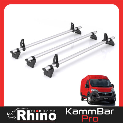 Vauxhall Movano (2021-) - 3 Rhino Kammbar Pro Roof Bars (Aluminium)