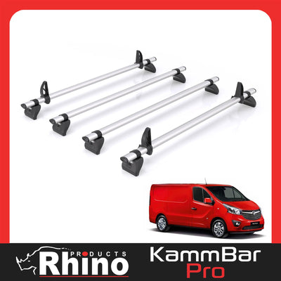 Vauxhall Vivaro (2014-2019) - 4 Rhino Kammbar Pro Roof Bars (Aluminium)