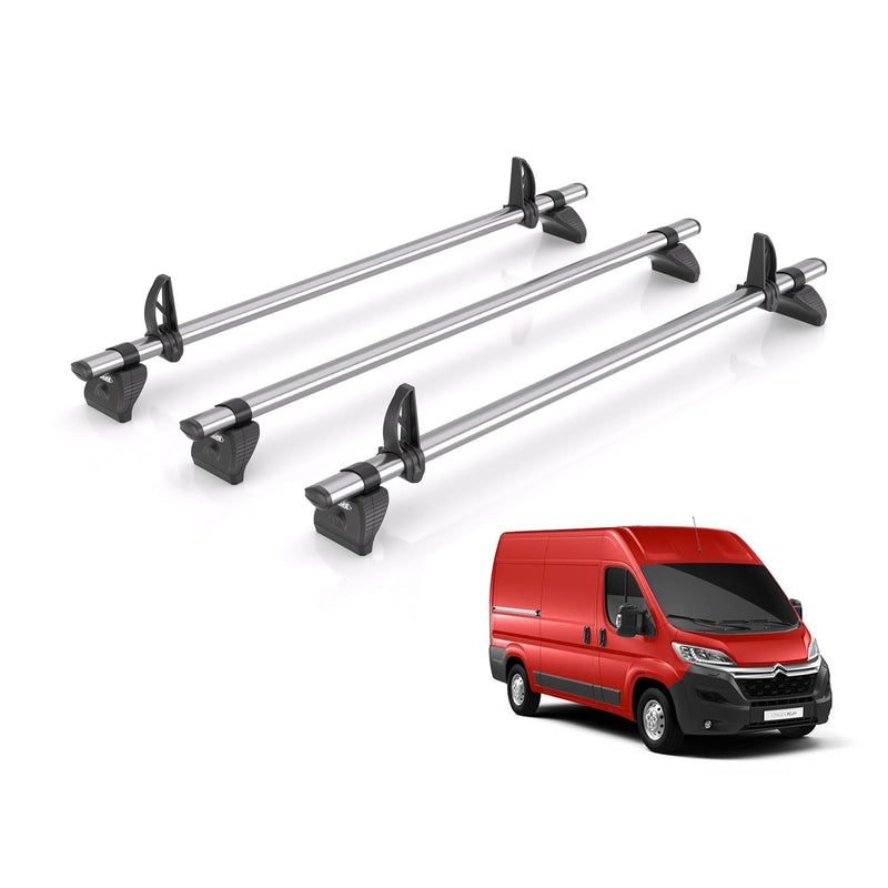 Citroen Relay (2006-) - 3 Rhino Kammbar Fleet Roof Bars (Steel)