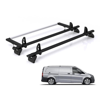Mercedes Vito (2015 onwards) - Rhino Kammbar Black Roof Bars and Rear Roller