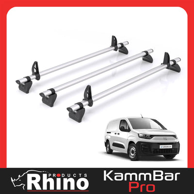 Fiat Doblo (2022-) - 3 Rhino Kammbar Pro Roof Bars (Aluminium)