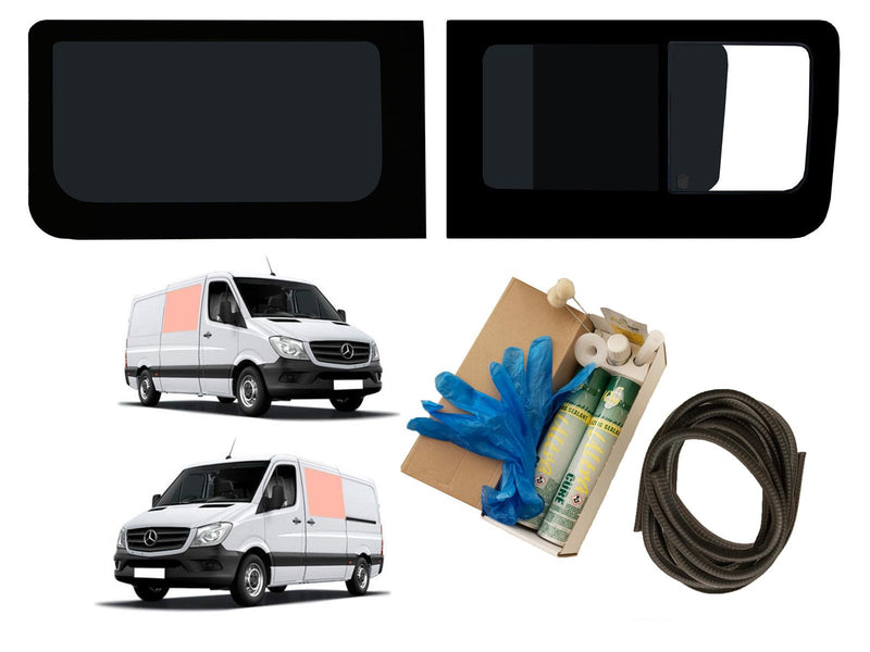 Mercedes Sprinter (2006-) Driver Opening Passenger Fixed Side Windows Privacy Camper Glass with Fitting Kit