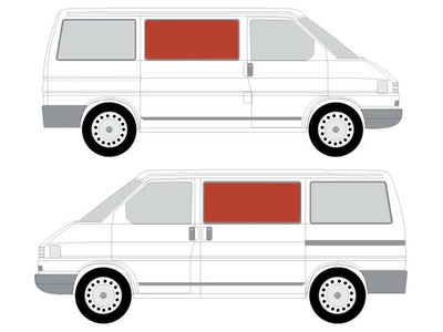 VW Transporter (1990-2003) Driver and Passenger Side Fixed Window Privacy Camper Glass with Fitting Kit