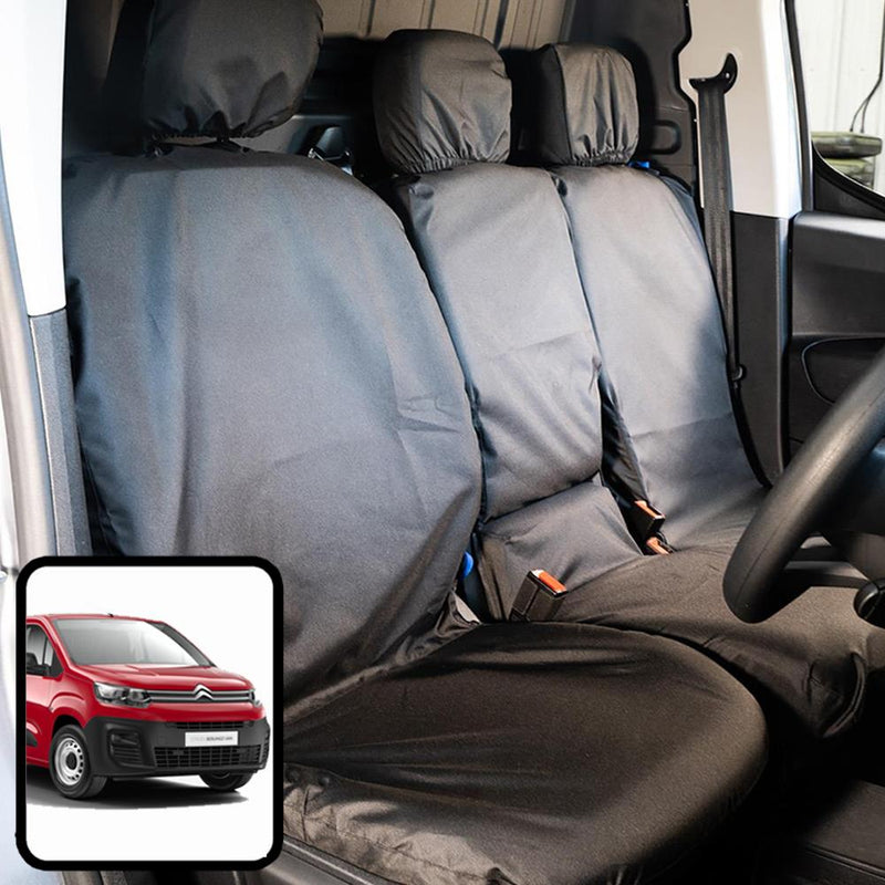 Peugeot Partner (2018-) - Tailored Front Row Seat Covers in Black (1+2)