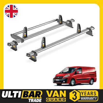 Fiat Scudo Roof Rack (2007-2016) Low Roof 2x Bars & Roller [Tailgate] Van Guard