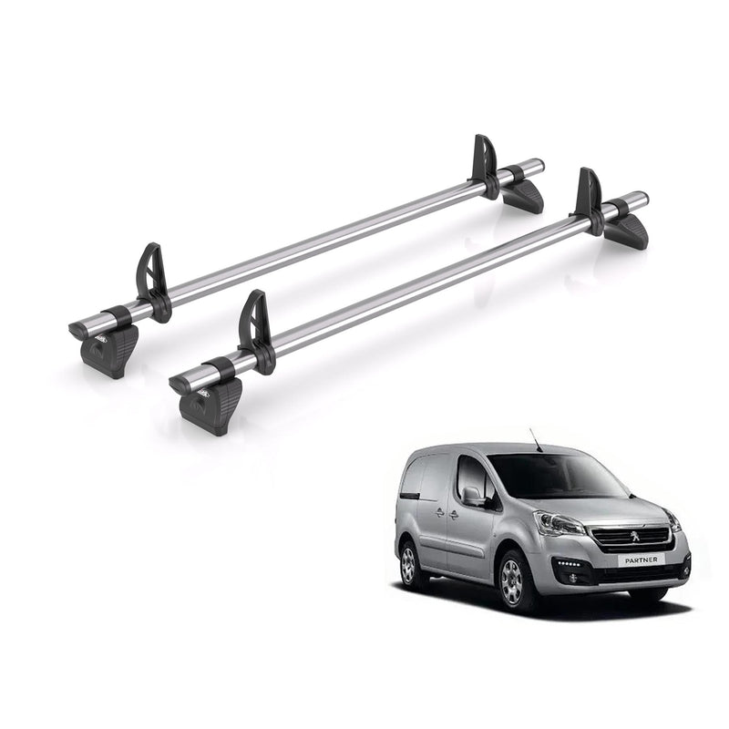 Peugeot Partner (2008-2018) - 2 Rhino Kammbar Fleet Roof Bars (Steel)