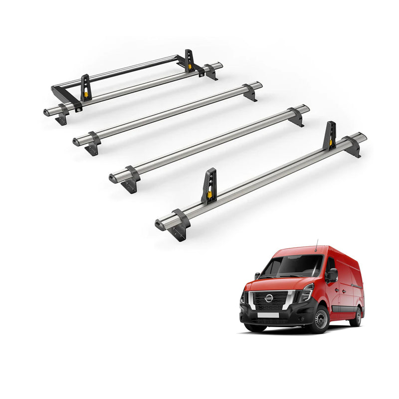Nissan Interstar Roof Rack for 2022+ [H1/H2] 4x Bars & Roller  - Van Guard Plus