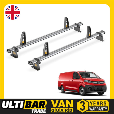 Vauxhall Vivaro Roof Rack for 2019+ LWB 2x Roof Bars + Loadstops Van Guard Trade