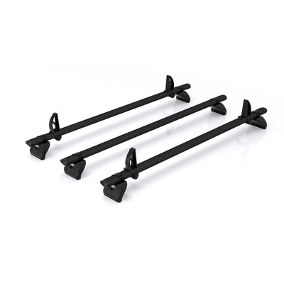 Peugeot Partner (2018-) - 3 Rhino Kammbar Black Roof Bars + Roller (Aluminium)