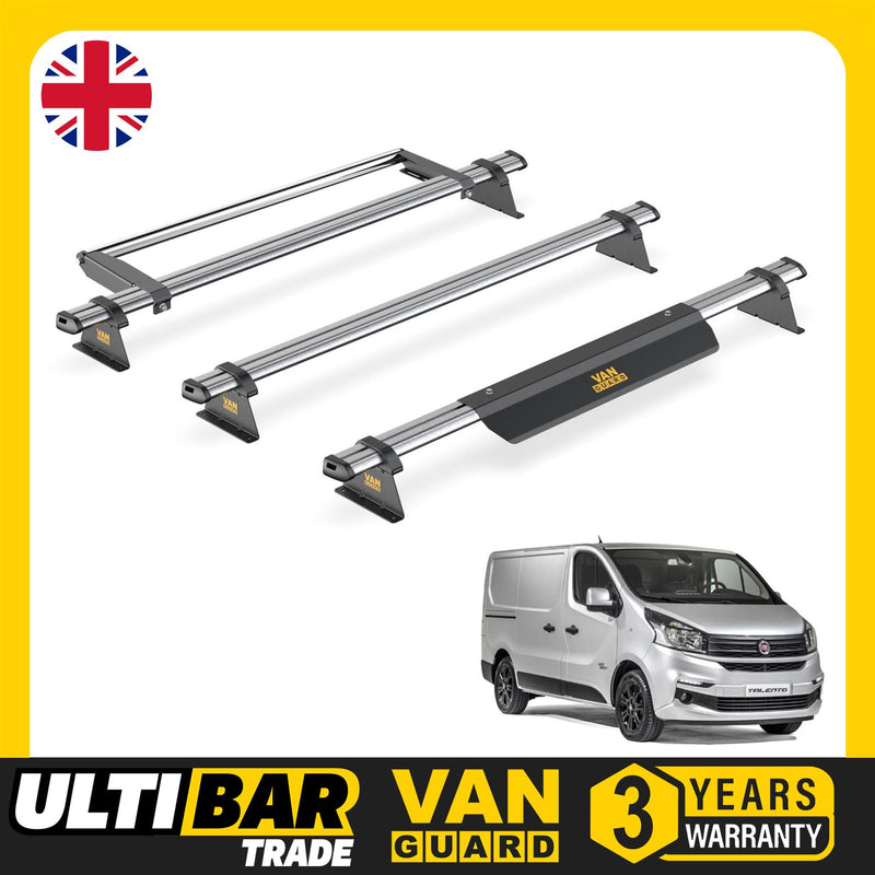 Fiat Talento (2016-2020) - 3 Van Guard Ultibar Trade Roof Bars + Roller