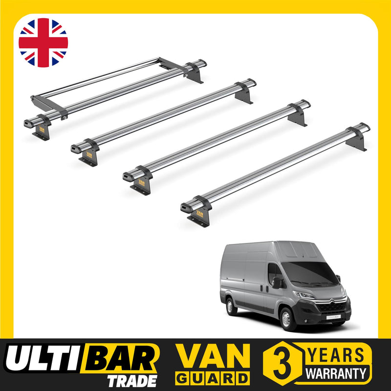 Citroen Relay Roof Rack for 2006+ [H3 Roof] 4 Bars & Roller - Van Guard Trade
