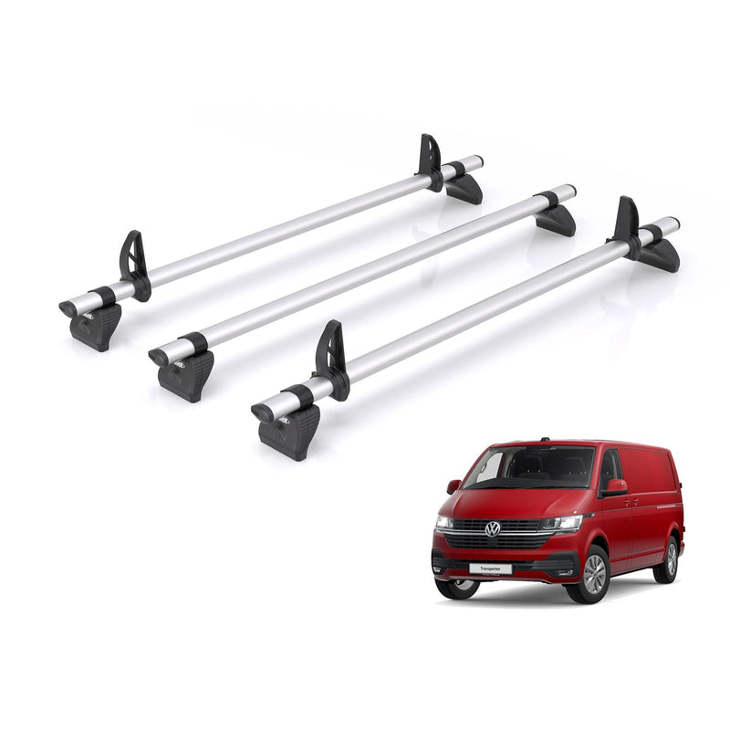 VW Transporter (2003-2024) - 3 Rhino Kammbar Pro Roof Bars (Aluminium)